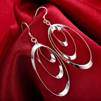925 Sterling Silver Round Hoop Dangle Earrings for Women & Girls 447