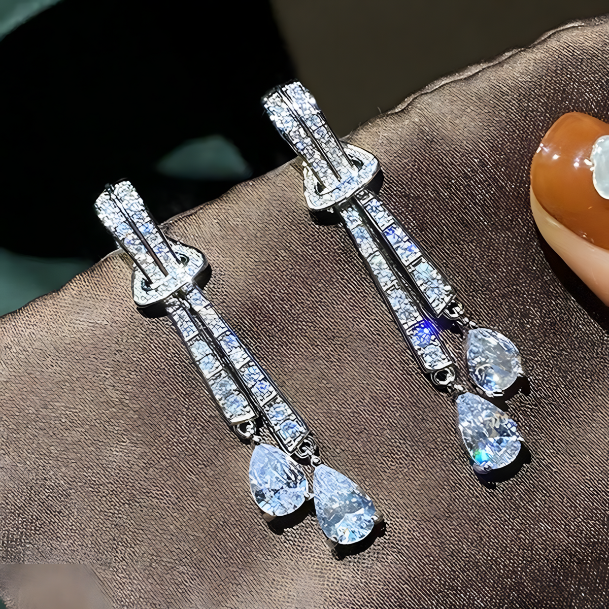 Bling Long Tassel Drop Earrings Women Geometric CZ Dangle Earrings Trendy 1390