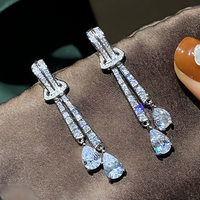 Bling Long Tassel Drop Earrings Women Geometric CZ Dangle Earrings Trendy 1390