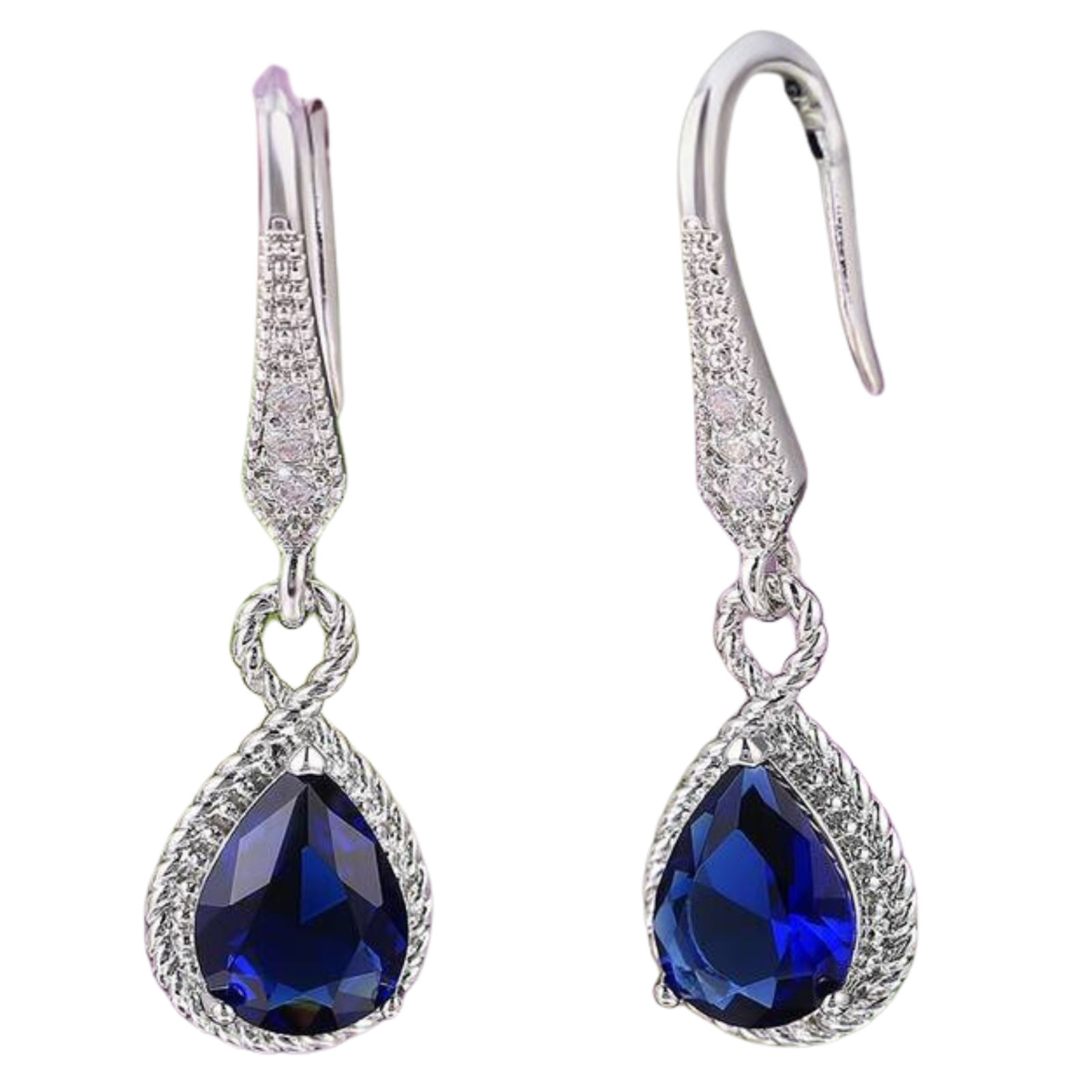Unified Jewellery® - Elegant Blue Gemstone Dangle Earrings | 925 Silver 5 UK