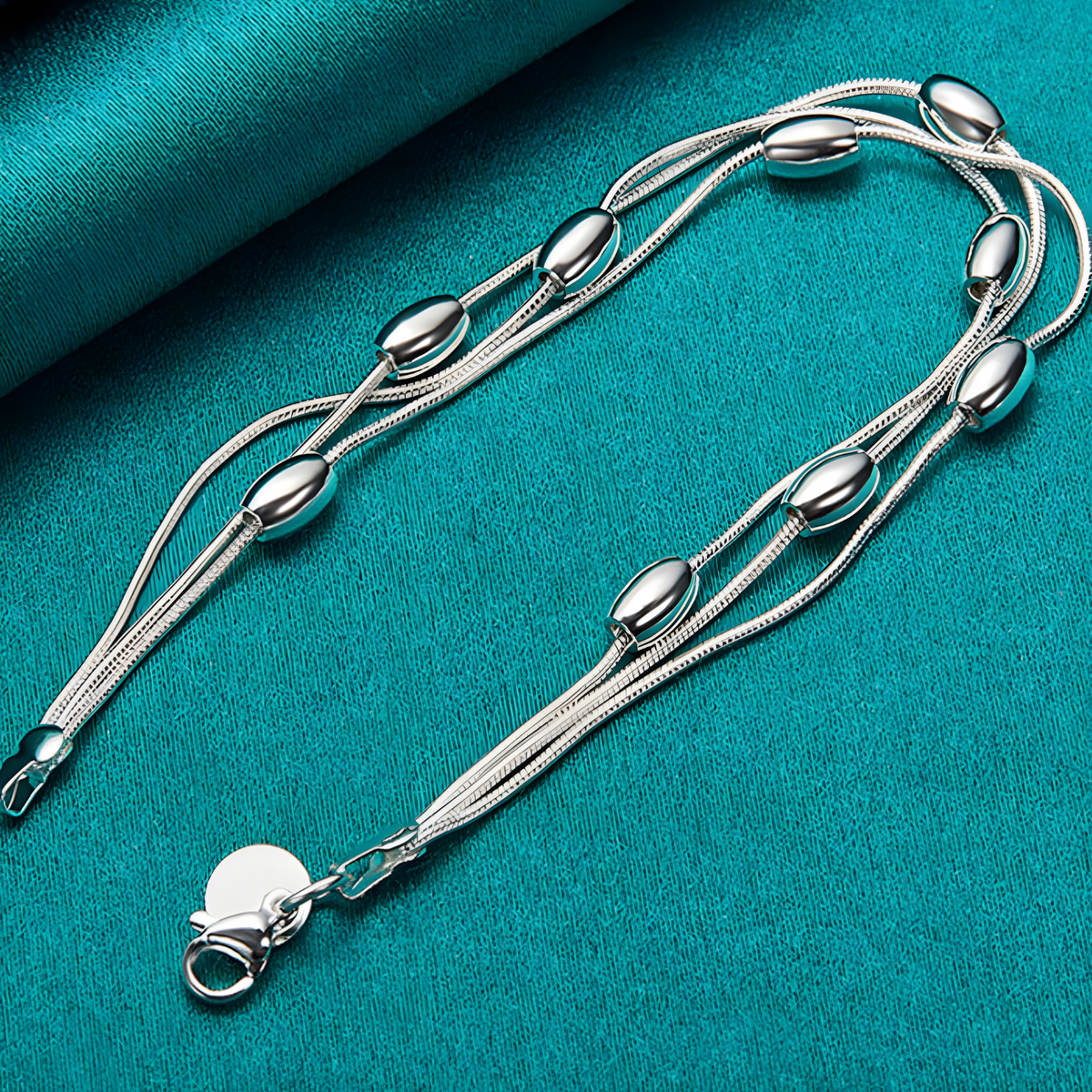 Unified Jewellery Luxury Multi Strand Oval Bead Bracelet Lobster Clasp 1899
