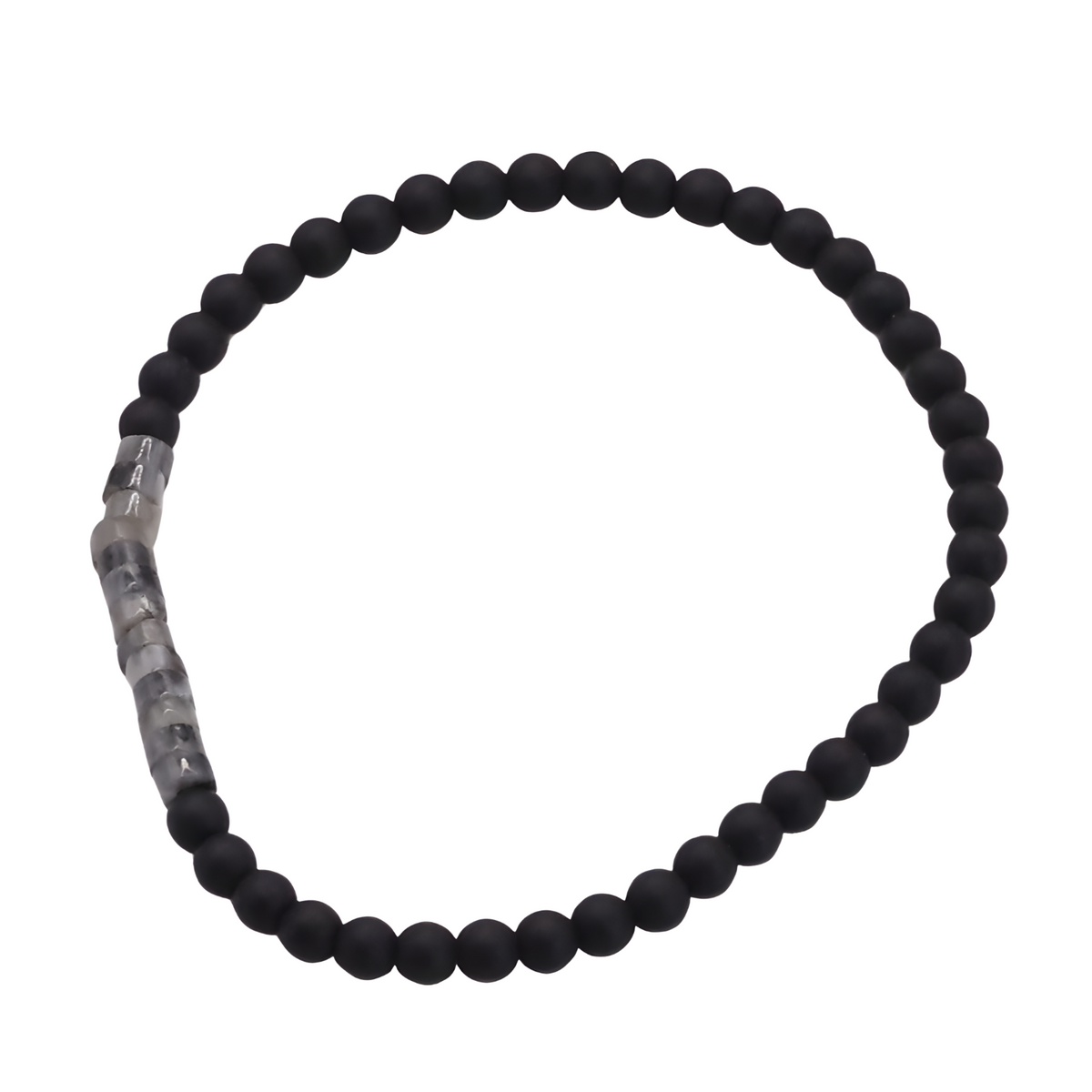 Emperor Onyx and Tiger's Eye Stone Bracelet, Minimalist 4mm Beaded Strand B125