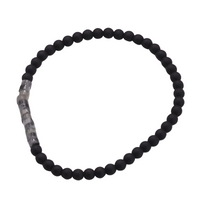 Emperor Onyx and Tiger's Eye Stone Bracelet, Minimalist 4mm Beaded Strand B125