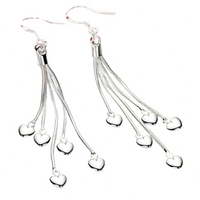 Silver-Tone Heart Tassel Drop Earring for Women Zinc Alloy Long Chain Dangle 991
