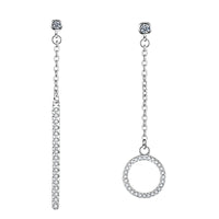 925 Sterling Silver Asymmetrical Drop Earrings - Long Chain Dangle Earrings 350