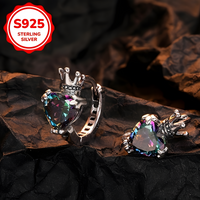 Sterling Silver Crown Heart Hoop Earrings for Women – Cubic Zirconia Hoops 840
