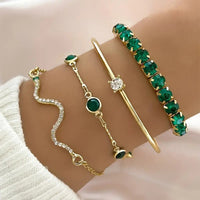 4pcs Shiny Iced Out Rhinestone Bangle Bracelet Set Stackable Hand Jewelry 77 UK