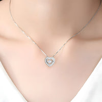 925 Sterling Silver Heart Necklace Women | Dancing Zircon Pendant Adjustable 260
