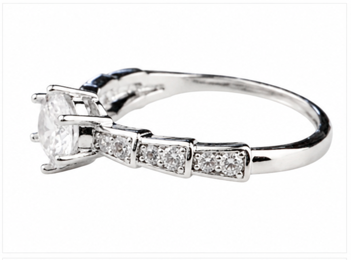 Adjustable Geometric Zircon Engagement Ring, Round Brilliant Solitaire 1639