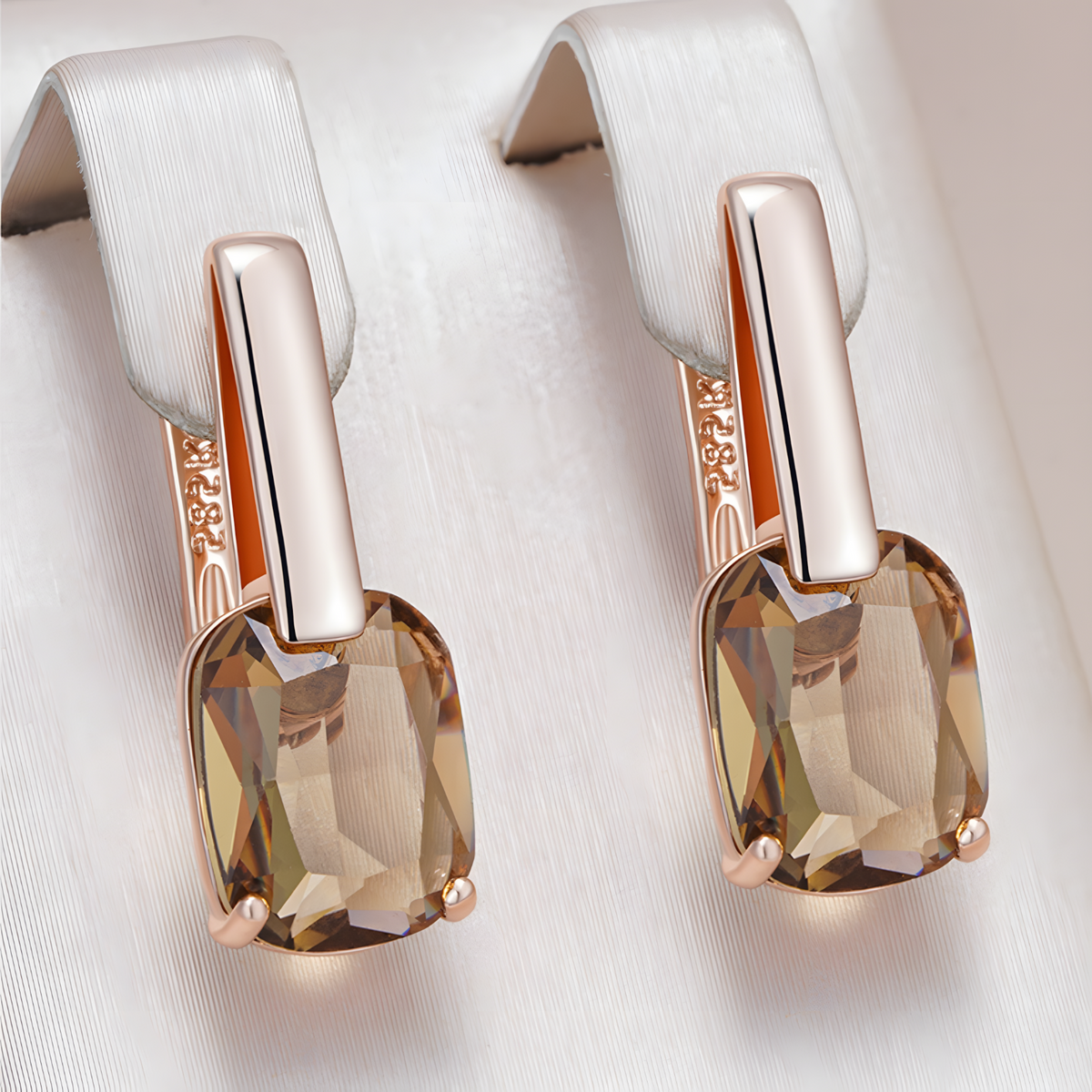 585 Rose Gold Colour Black Ceramic Drop Earrings for Women Copper Leverback 1298