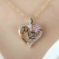 Gold-Tone Alloy Heart Shaped Pendant Necklace for Women – Sparkling Crystal 1121