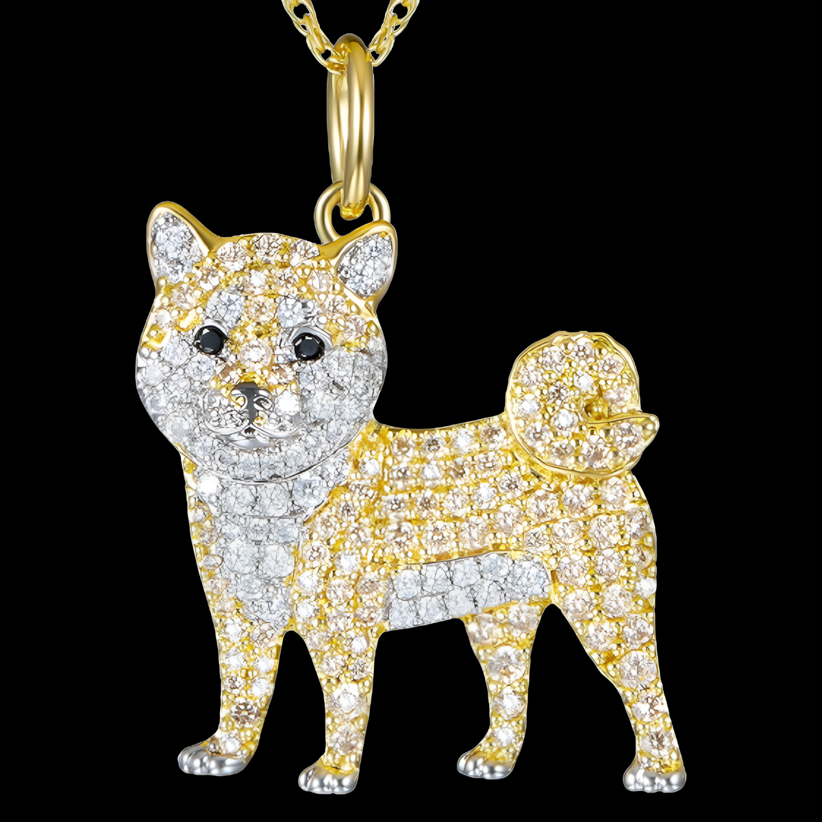 Shiba Inu Dog Pendant Necklace For Women Gold And Silver Tone Look Crystal B233