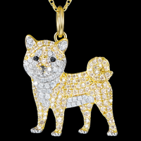 Shiba Inu Dog Pendant Necklace For Women Gold And Silver Tone Look Crystal B233