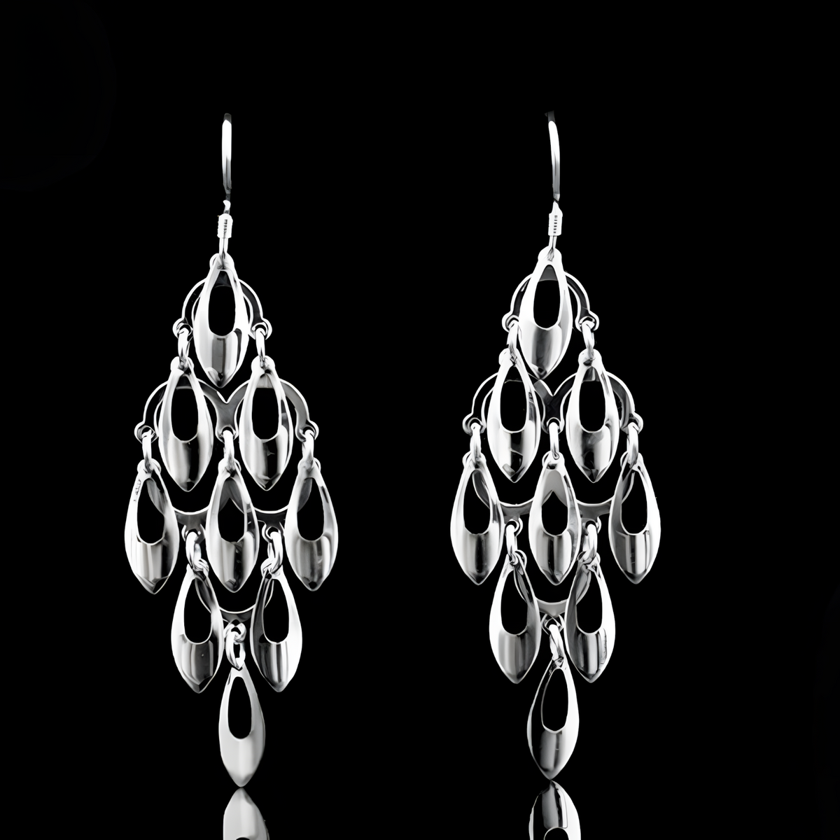 925 Sterling Silver Teardrop Chandelier Earrings Eye-Catching Dangle Earring 317