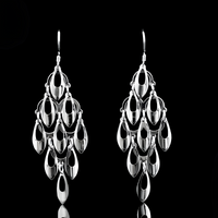 925 Sterling Silver Teardrop Chandelier Earrings Eye-Catching Dangle Earring 317