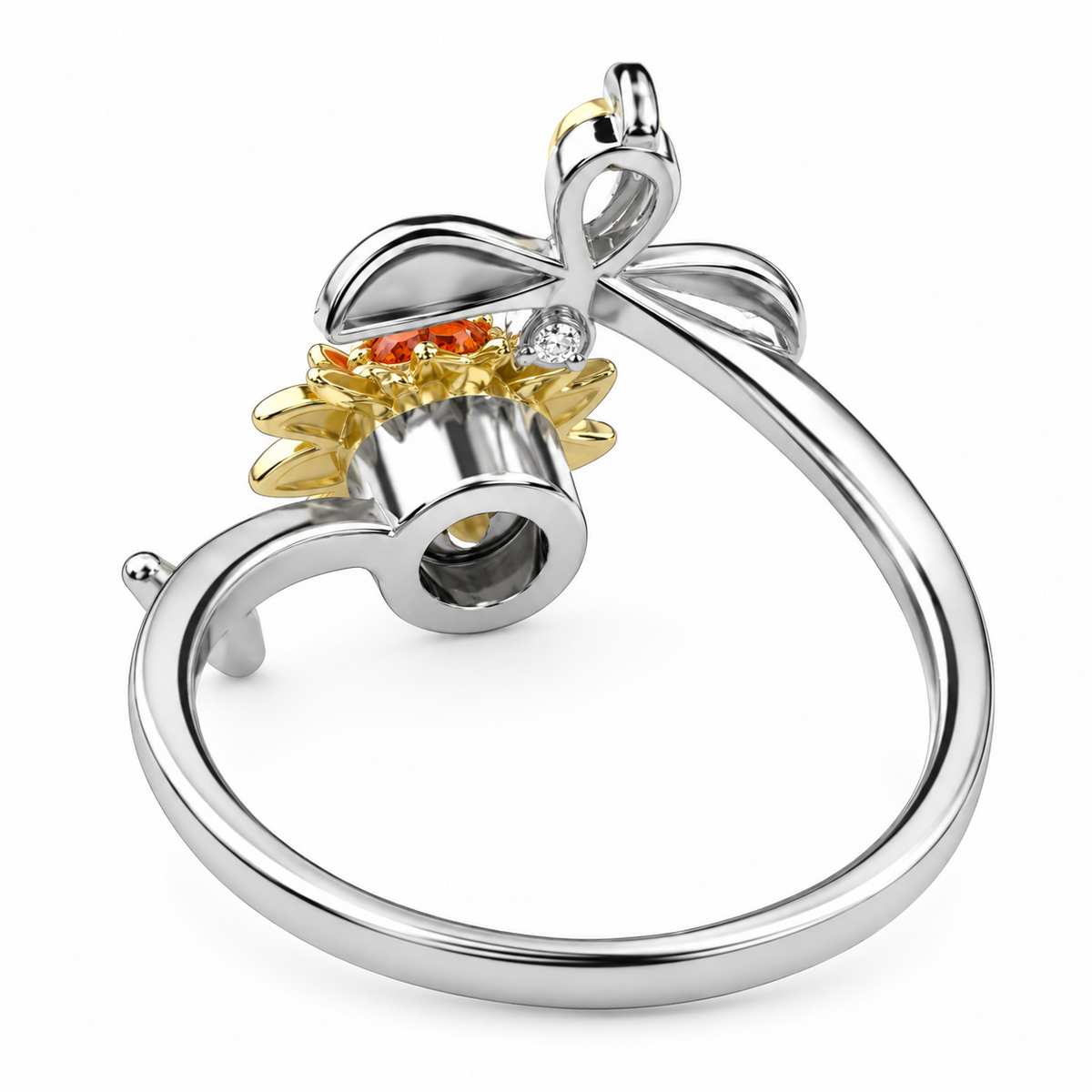 Rotatable Sunflower Spinner Ring For Women, Adjustable Fidget Anxiety Ring 1508