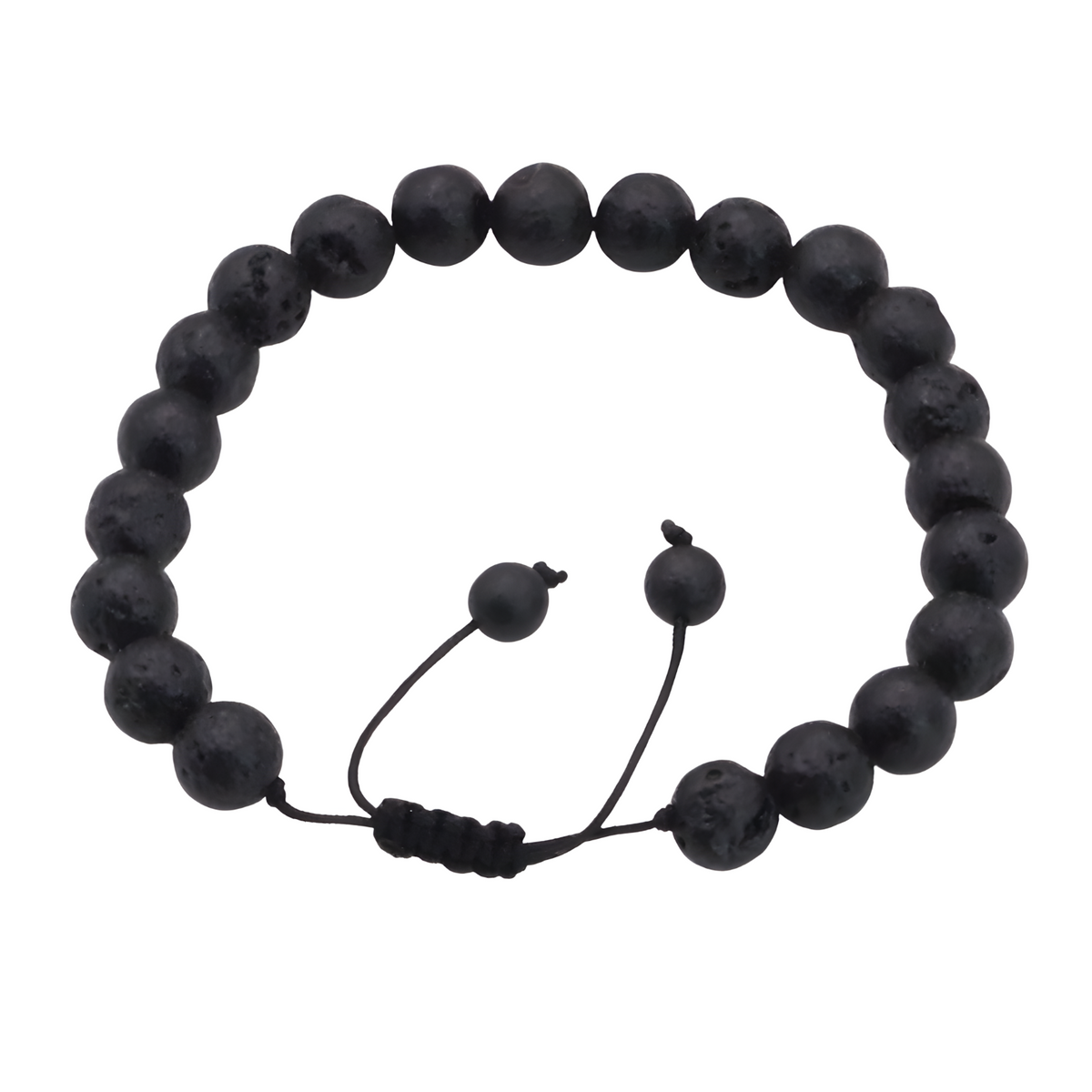 Unisex Natural Stone Bracelet, 8mm Lava Rock Beads & Tigers Eye, Adjustable B115