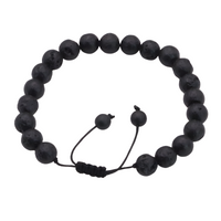 Unisex Natural Stone Bracelet, 8mm Lava Rock Beads & Tigers Eye, Adjustable B115