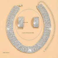 3PCS Silver Rhinestone Necklace and Earrings Set for Women–Classic Geometric 670