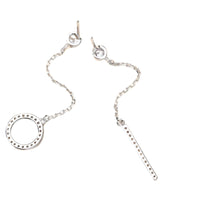 925 Sterling Silver Asymmetrical Drop Earrings - Long Chain Dangle Earrings 350