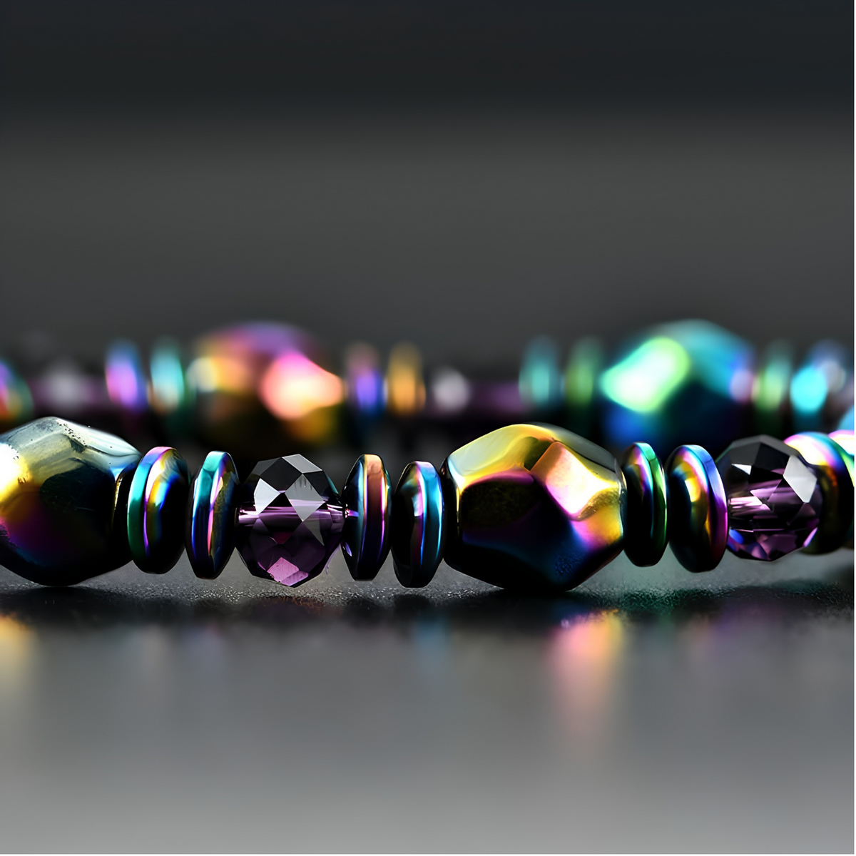 Luxury-Style Multicolour Magnetic Bead Bracelet - 18 cm Elastic Stretch 1819