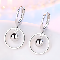 925 Silver-Plated Circle Drop Earrings for Women – Geometric Hoop Dangle 1035