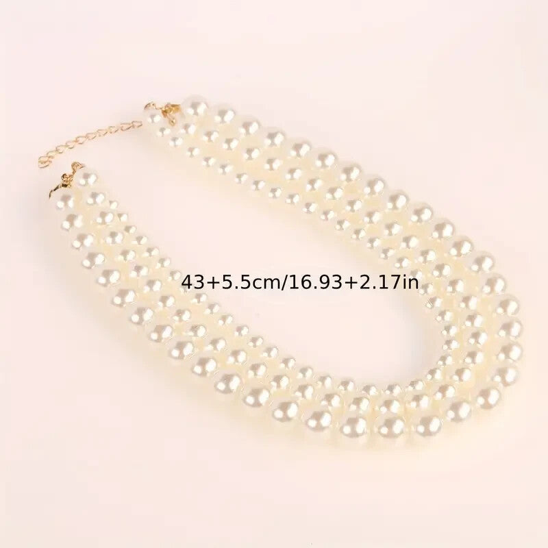 French Creative Baroque Faux Pearl Niche Design Three-layer Personality 82 UK