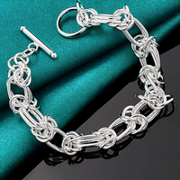 Women’s Double Ring Knot Link Bracelet, Bracelet with Toggle Bar Clasp 1882