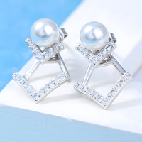 Silver Plated Cubic Zirconia Drop Earrings - Elegant and Lightweight Dangle 304