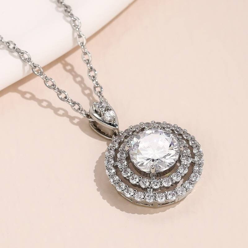925 Silver Plated Delicate Moissanite Solitaire Necklace Women Bridal 31 UK