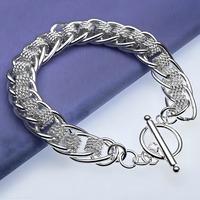 925 Sterling Silver Plated Bracelet, High-Quality Fashion Chain Jewelry 512