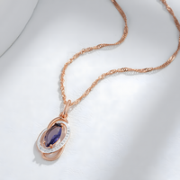585 Rose Gold & Silver Tone Geometric Pendant Necklace – Copper Pendant 1270