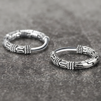 925 Sterling Silver Plated Hoop Earrings, Vintage Retro Huggie Earrings 466