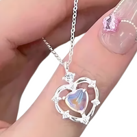 Heart Pendant Necklace Women, Popular Hollow Chain Charm, Stylish Fashion b168