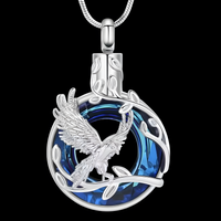 Blue Eagle Pendant Necklace Snake Chain Unisex Religious Pendant Necklace B198