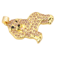 Spaniel Dog Pendant Necklace For Women Gold Tone Look Crystal Animal Charm  B236