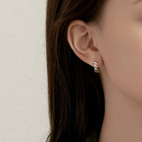 Sterling Silver Hoop Earrings with Multi-Color Cubic Zirconia Huggie Hoops 344