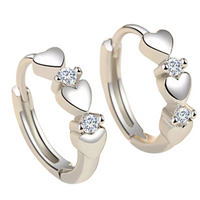 Silver-Plated Heart Hoop Earrings for Women – Dainty CZ Heart Dangle Hoops 995