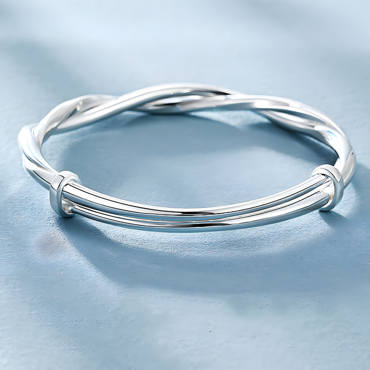Silver Plated Alloy Adjustable Bangle Bracelet For Women 6cm Diameter 7g 1412