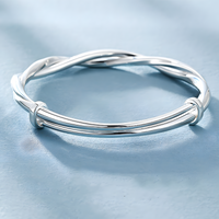 Silver Plated Alloy Adjustable Bangle Bracelet For Women 6cm Diameter 7g 1412