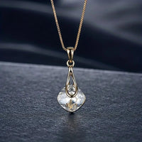 Inlaid Square Shape Crystal Jewelry Set With Pendant Necklace & Drop Earrings 94