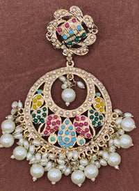 Elegant Bollywood Inspired Gold Kundan Earrings - Traditional Indian Jewelry 241