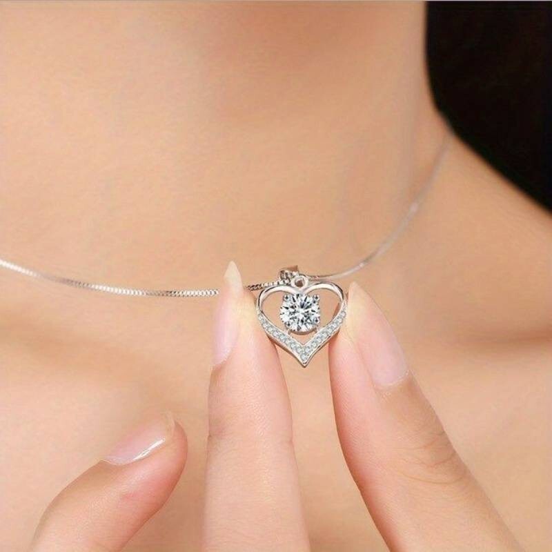 Unified Jewellery® Exquisite 925 Silver Plated Bridal Heart Pendant Necklace 13