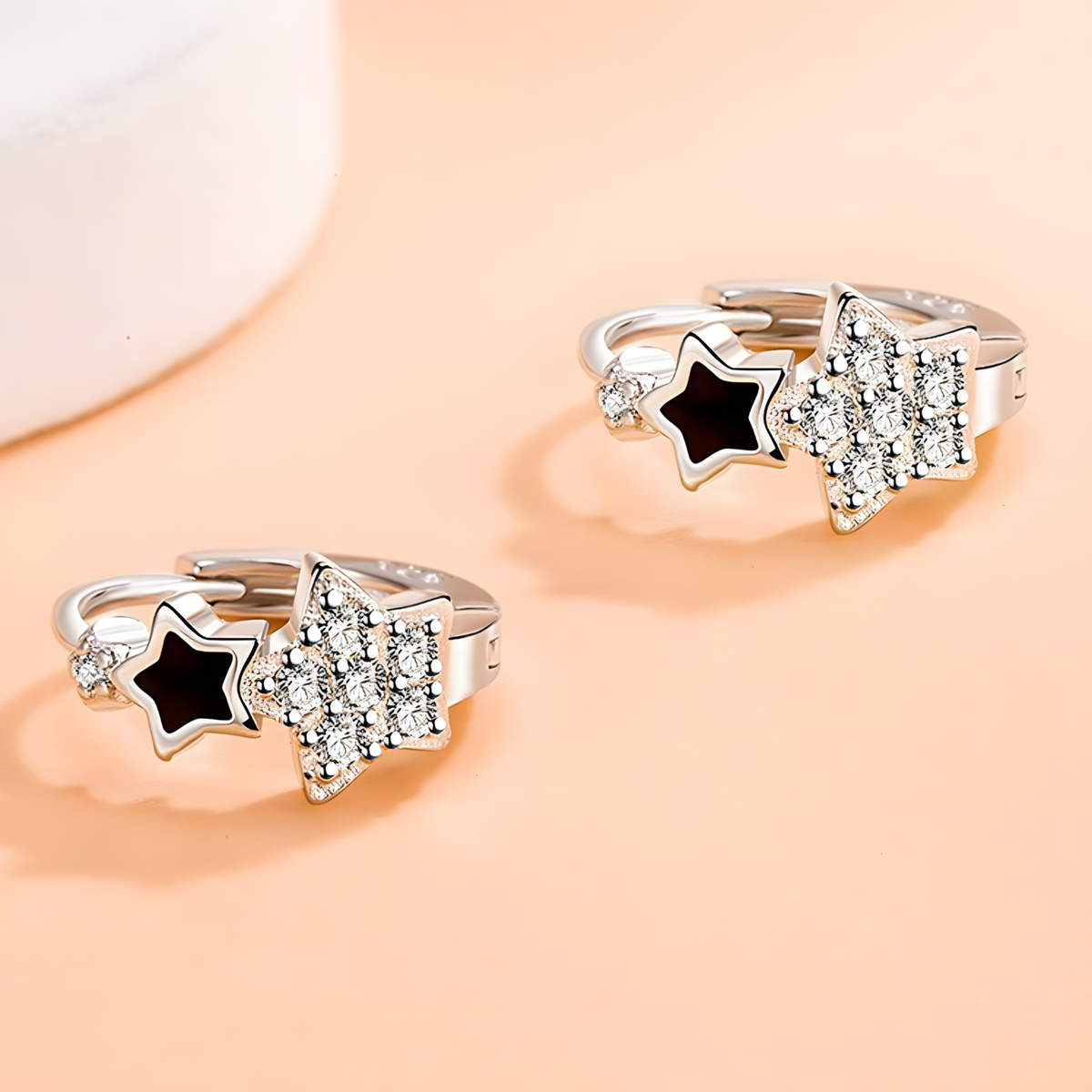 925 Silver-Plated Cute Star Hoop Earrings Women – Copper Alloy 925 Silver 1023