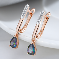 Rose Gold Colour Drop Earrings for Women, Copper Alloy with Silver Colour 1290