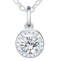 925 Dainty Round Zircon Diamond Pendant Necklace Women: Classic Halo Design 660
