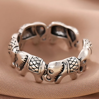 Vintage Thai Silver Elephant 925 Sterling Silver Female Resizable Opening 493