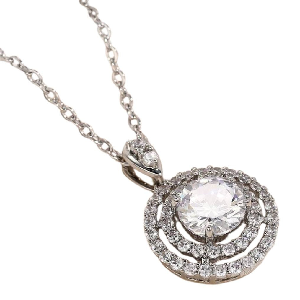 925 Silver Plated Delicate Moissanite Solitaire Necklace Women Bridal 31 UK