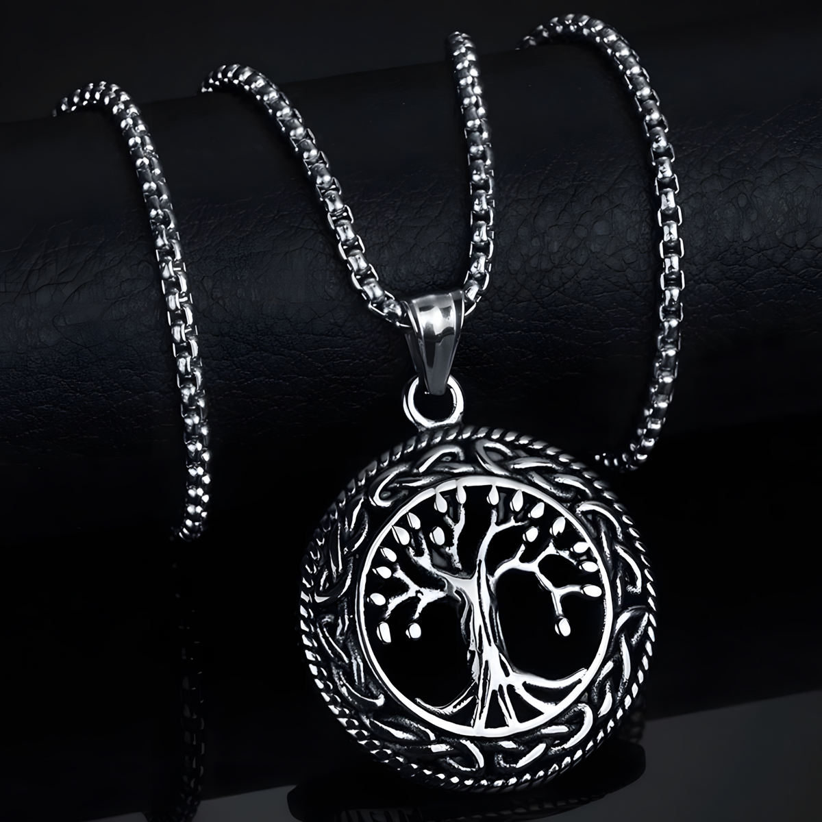B0062 Vnox Viking Knot Almut Necklaces for Men, Metal Life Tree Pendant B62