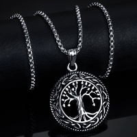 B0062 Vnox Viking Knot Almut Necklaces for Men, Metal Life Tree Pendant B62